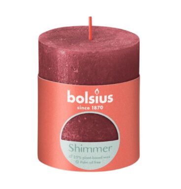 Bolsius Rustiek Stompkaars 80/68 Shimmer Delicate Red-Delicaat Rood