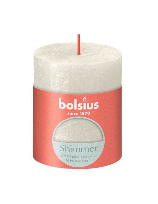 Bolsius Rustiek Stompkaars 80/68 Shimmer Ivory