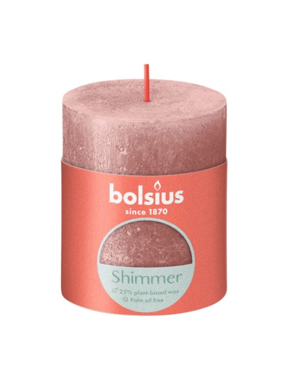 Bolsius Rustiek Stompkaars 80/68 Shimmer Pink