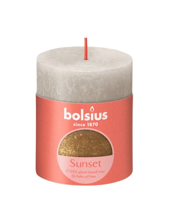 Bolsius Rustiek Stompkaars 80/68 Sunset Sandy Grey En Gold