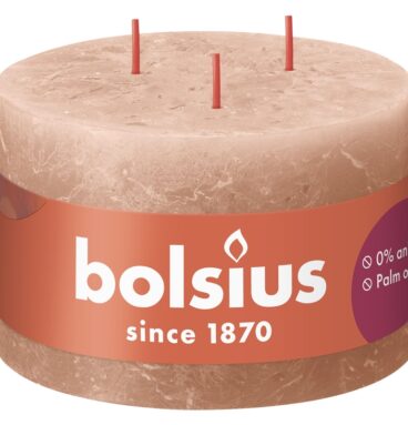 Bolsius Rustiek Stompkaars 90/140 3lont Creamy Caramel- Romig Karame