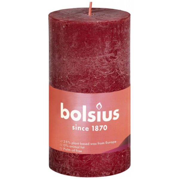 Bolsius Rustiek Stompkaars Shine Collection 100/50 Velvet Red ( Fluweel Rood )