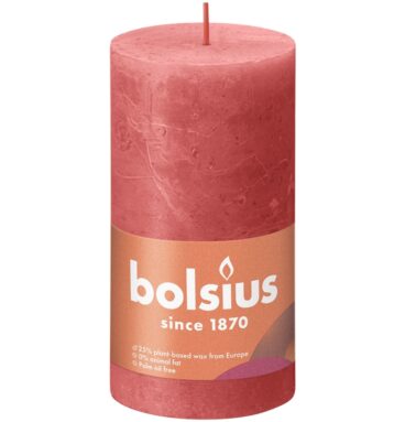 Bolsius Shine Collection Rustiek Stompkaars 130/68 Blossom Pink -Bloesem Roze
