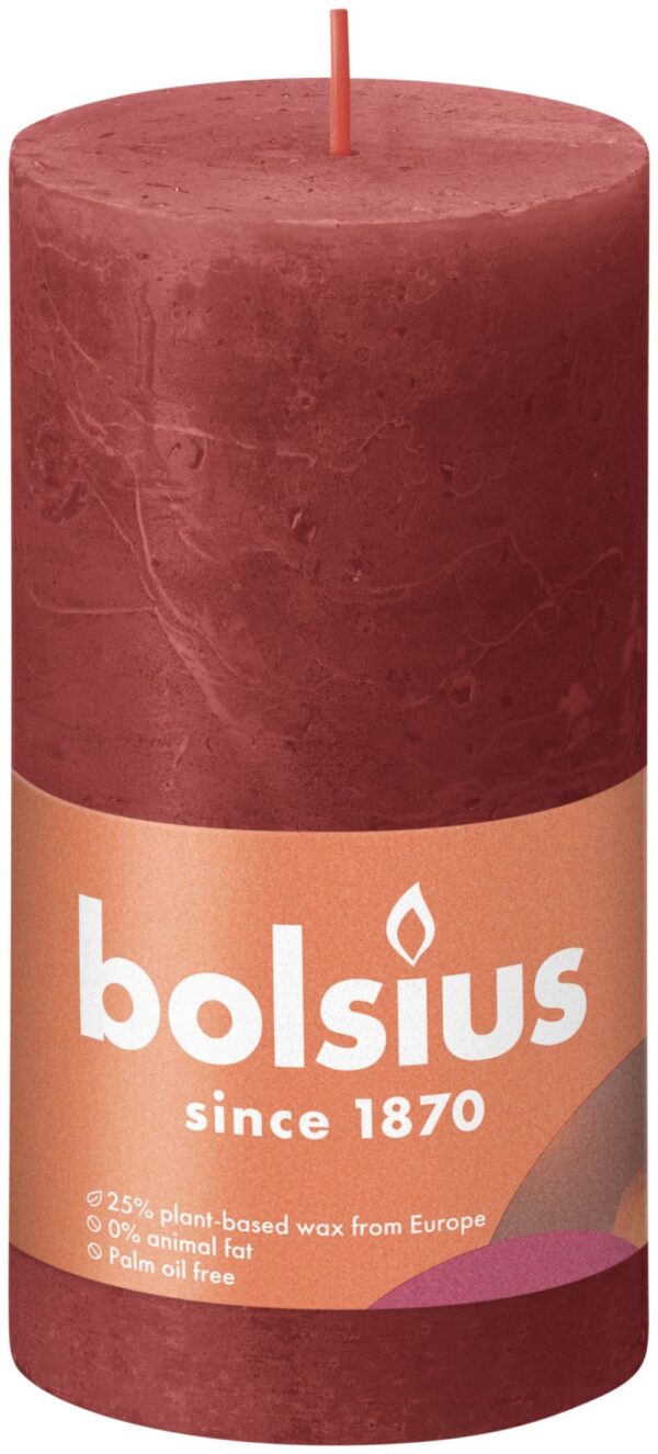 Bolsius Shine Collection Rustiek Stompkaars 130/68 Delicate Red -Delicaat