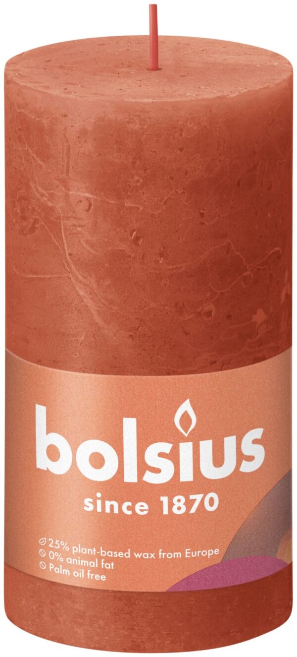 Bolsius Shine Collection Rustiek Stompkaars 130/68 Earthy Orange- Aards Oranje