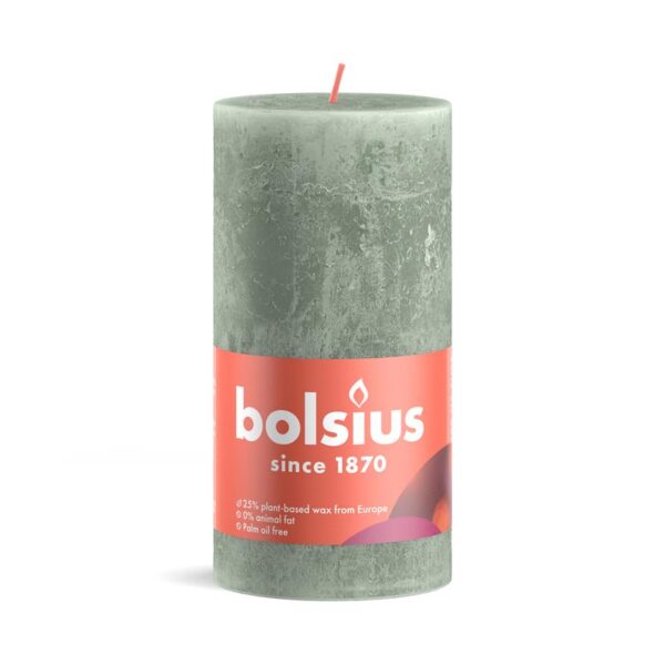 Bolsius Shine Collection Rustiek Stompkaars 130/68 Jade Green-Jadegroen