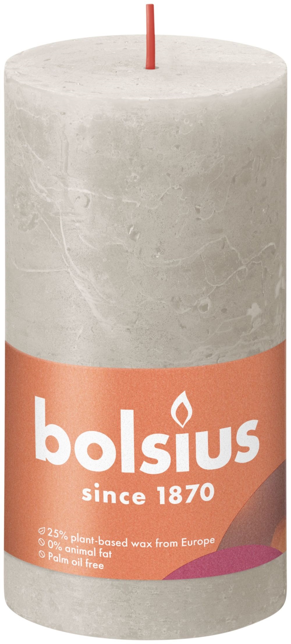 Bolsius Shine Collection Rustiek Stompkaars 130/68 Sandy Grey - Zandgrijs