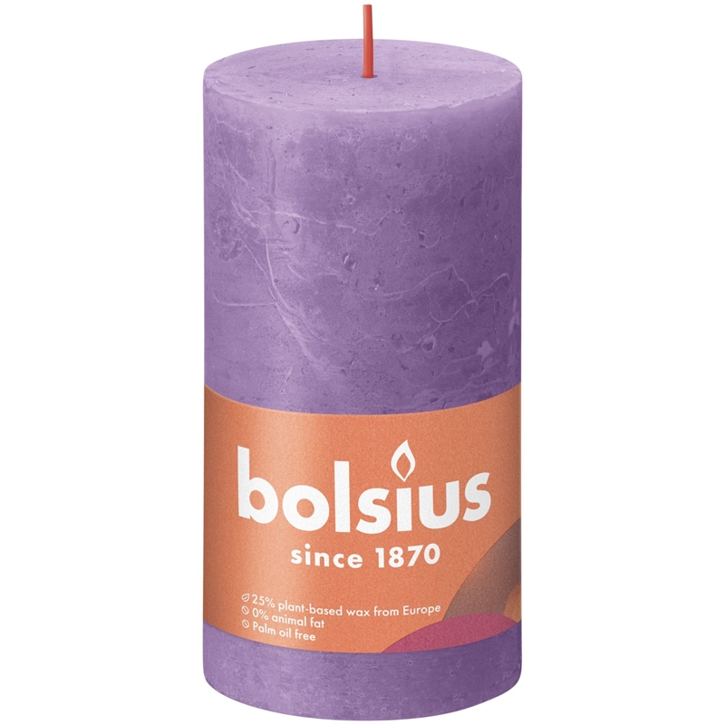 Bolsius Shine Collection Rustiek Stompkaars 130/68 Vibrant Violet ( Helder