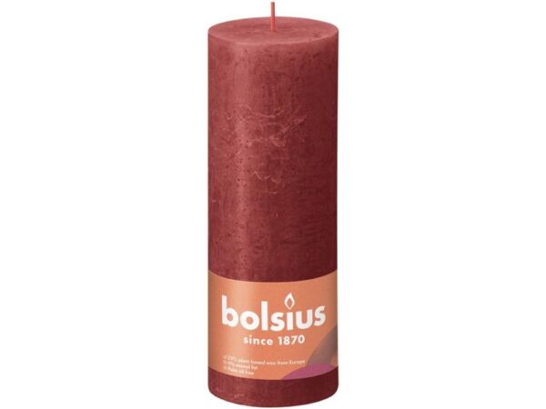 Bolsius Shine Collection Rustiek Stompkaars 190/68 Delicate Red - Delicaat Rood