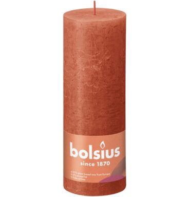 Bolsius Shine Collection Rustiek Stompkaars 190/68 Earthy Orange- Aards Oranje