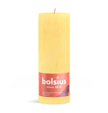 Bolsius Shine Collection Rustiek Stompkaars 190/68 Sunny Yellow