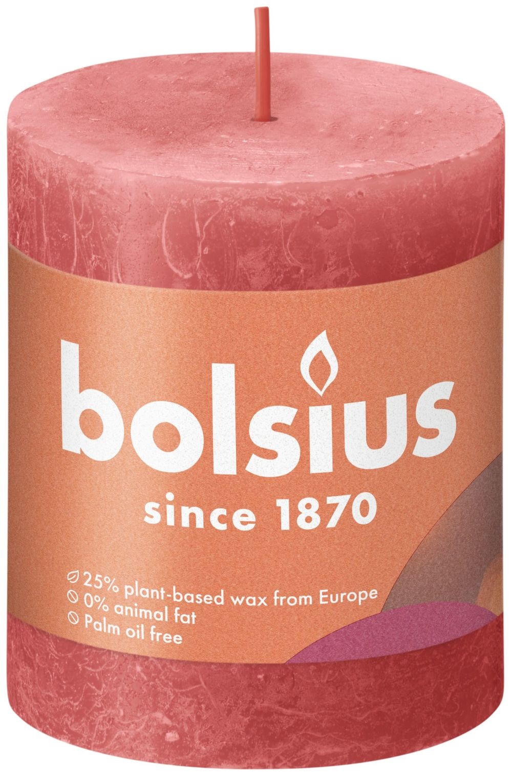Bolsius Shine Collection Rustiek Stompkaars 80/68 Blossom Pink -Bloesem Roze