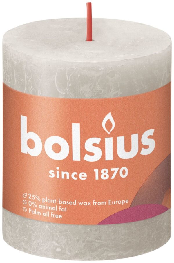 Bolsius Shine Collection Rustiek Stompkaars 80/68 Sandy Grey - Zandgrijs