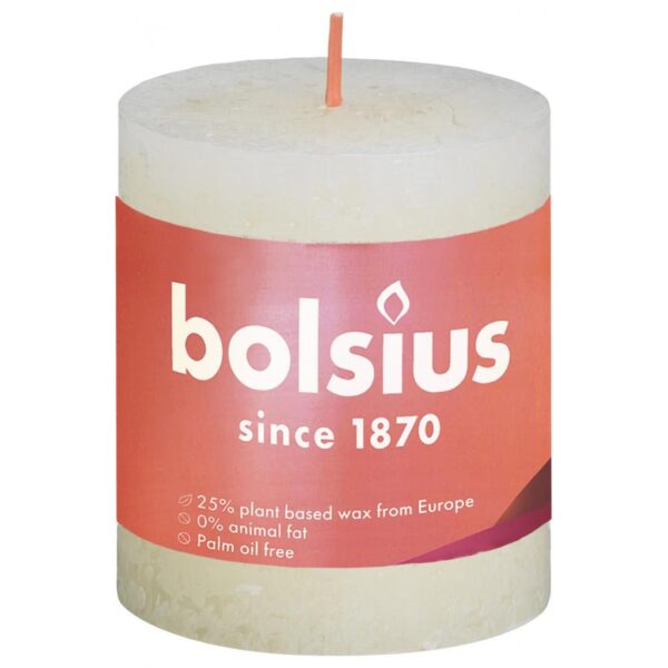 Bolsius Shine Collection Rustiek Stompkaars 80/68 Soft Pearl- Zacht Parel