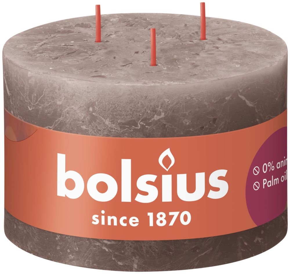 Bolsius Shine Collection Rustiek Stompkaars 90/140 3lont Rustic Taupe