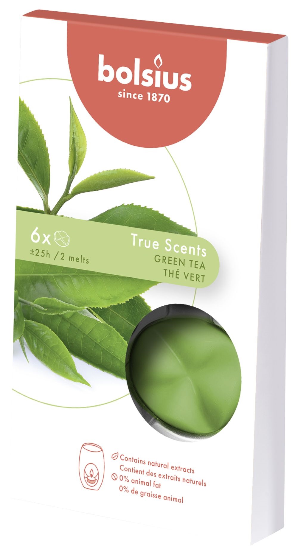 Bolsius Smeltbare Geur Wax Pak A 6st True Scents Green Tea