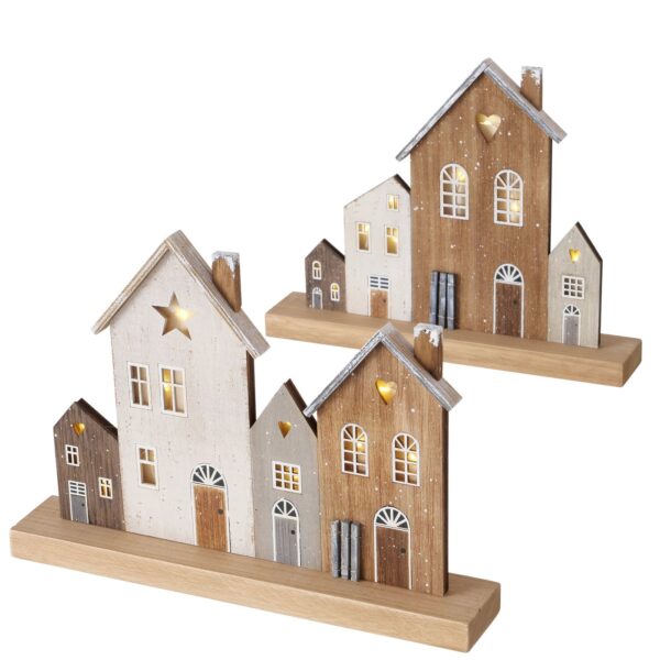 Boltze Home Deco Beeld Houses 23cm ( Exclusief Batterijen )