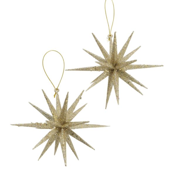 Boltze Home Deco Hanger Kunststof Tove Ø15xH15cm Goud Met Glitters 2 Stuks In