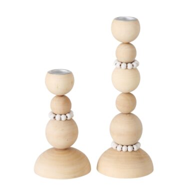 Boltze Home Kandelaarset Beads 2-delig 8x14/8x20cm Hout