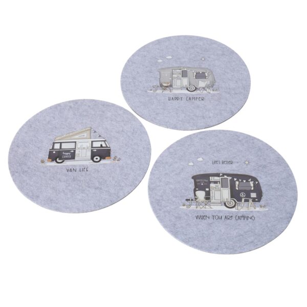 Boltze Home Placemat Vilt Vanlife Camper Dia 38cm Met Tekst