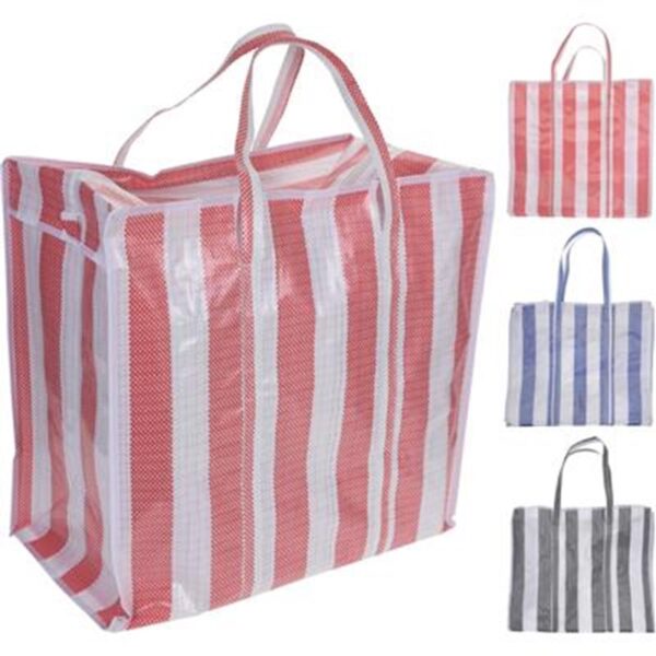 Boodschappentas Shopper Streep 55x50x30cm Assorti Kleuren