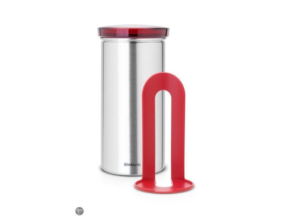 Brabantia Voorraadbus Senseo Matt Steel Finger Print Proof Rode Deksel