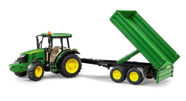 Bruder John Deere 5115M Tractor Met Aanhanger