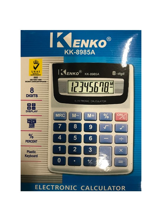 Calculator Rekenmachine Kenko 8digit 10x13cm KK8985A Inclusief Batterij