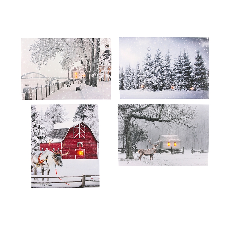 Canvas LED Winter 30x40cm Met Timer Exclusief 2xAA