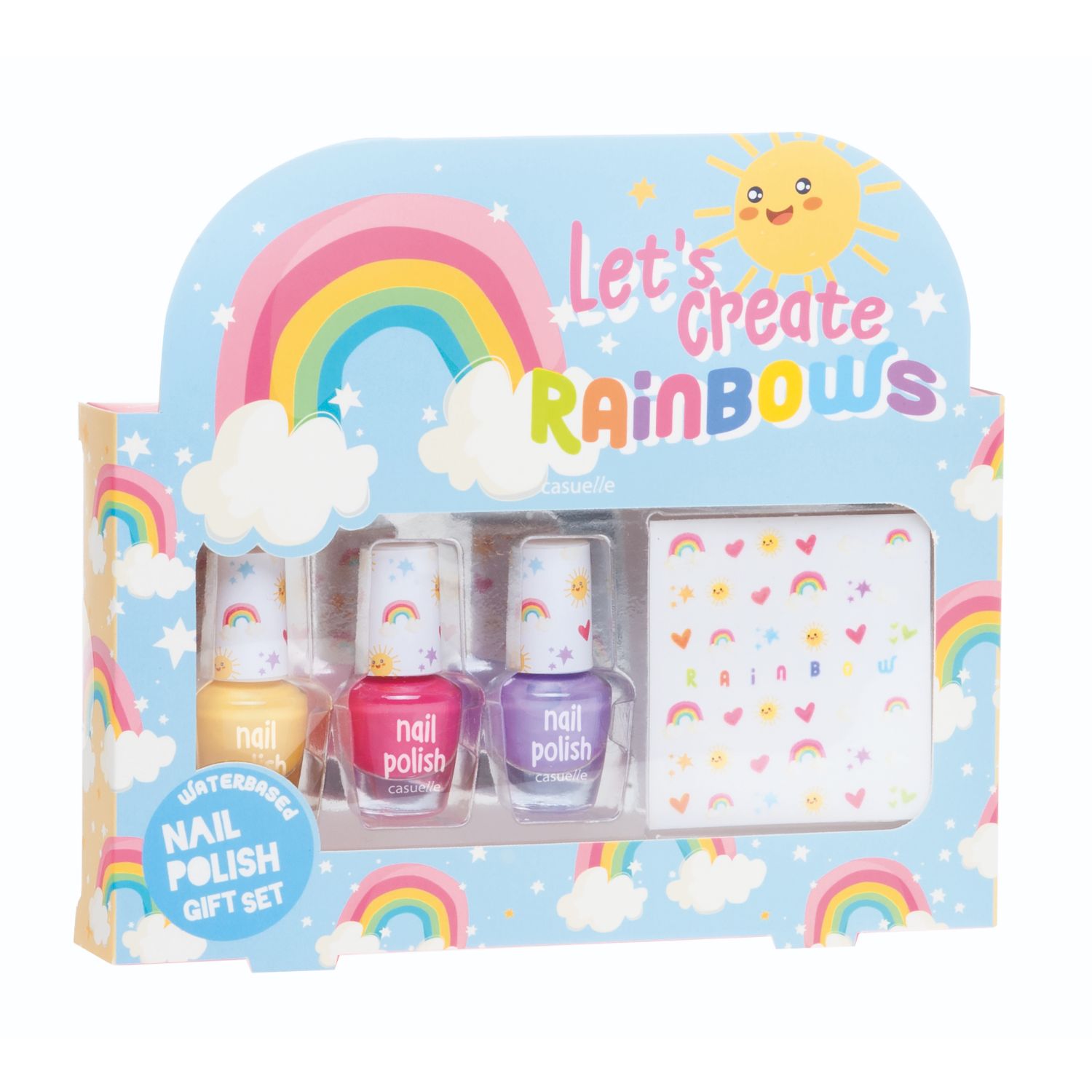 Casuelle Let&apos;s Create Rainbows Nagellak Giftset 3-delig + Stickers