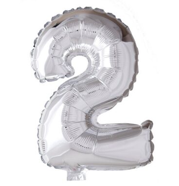 Cijfer Ballon Nummer &apos;2&apos; Zilver Folie 40cm Geschikt Voor Helium