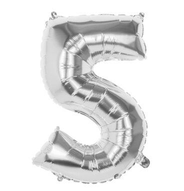Cijfer Ballon Nummer &apos;5&apos; Zilver Folie 86cm Geschikt Voor Helium