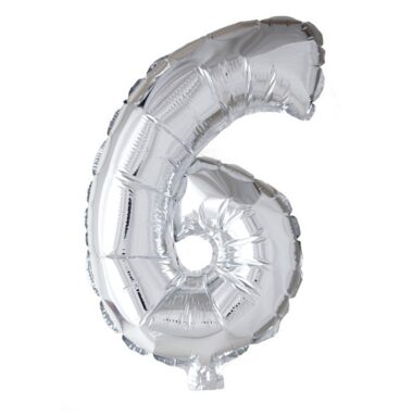 Cijfer Ballon Nummer &apos;6&apos; Zilver Folie 40cm Geschikt Voor Helium