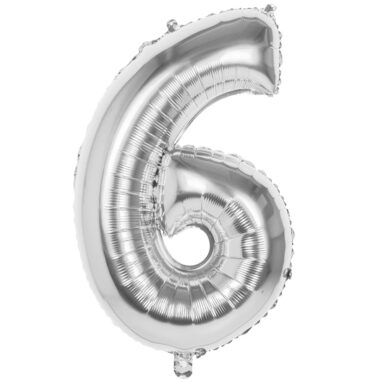 Cijfer Ballon Nummer &apos;6&apos; Zilver Folie 86cm Geschikt Voor Helium