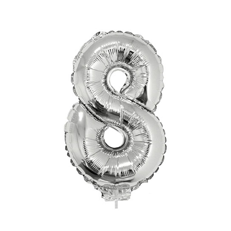 Cijfer Ballon Nummer &apos;8&apos; Zilver Folie 86cm Geschikt Voor Helium