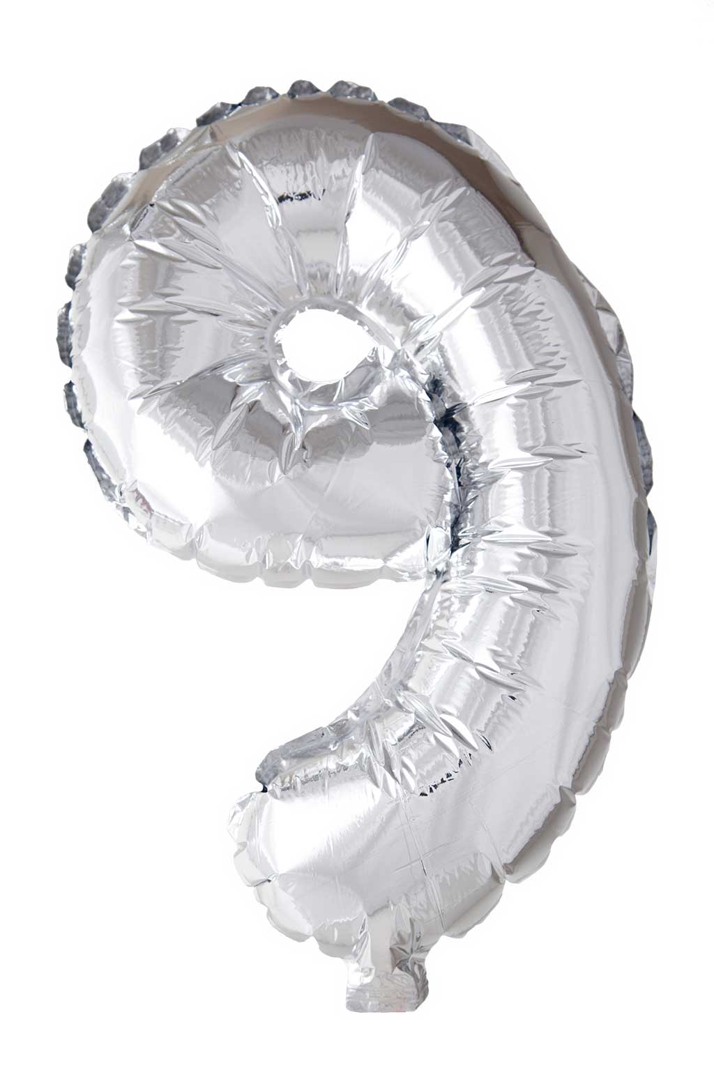 Cijfer Ballon Nummer &apos;9&apos; Zilver Folie 40cm Geschikt Voor Helium.