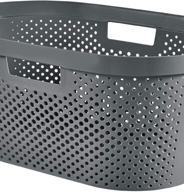Curver Infinity Dots Wasmand Recycled 40 Liter Antraciet 59x39x26cm