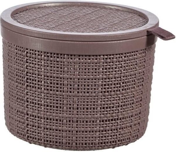 Curver Jute Mandje Rond Met Deksel 2 Liter Peppercorn 17x17x12