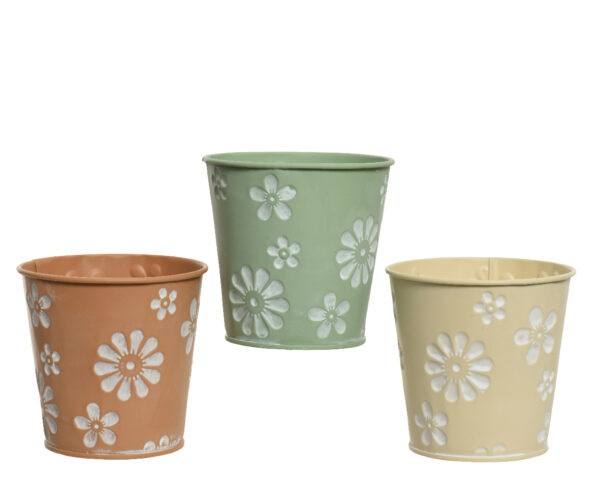 Decoris Bloempot Zink Dia11-H10.6cm Verkrijgbaar In Verschillende Pastelkleuren