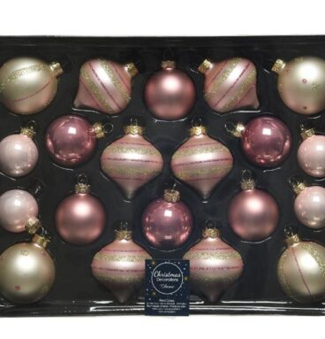 Decoris Glazen Kerstballenset In Assorti Kleuren En Vormen