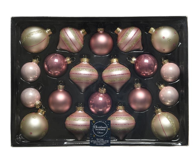 Decoris Glazen Kerstballenset In Assorti Kleuren En Vormen