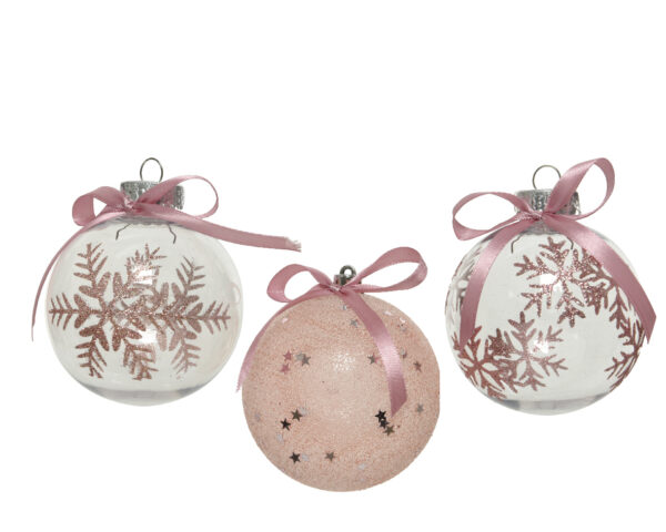 Decoris Kerstballen Van Kunststof 3 Assorti Kleuren In Doos A 12 Stuks Blush