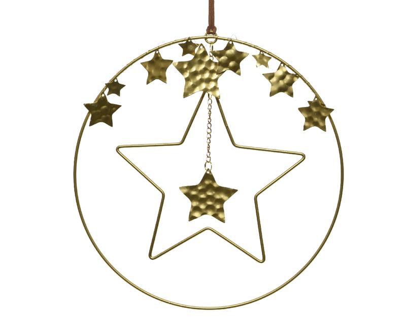 Decoris Kerstdecoratie Hanger Gouden Cirkel Met Sterren Dia 25cm