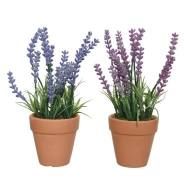 Decoris Lavendel In Terracotta Pot Kunstplant Groen Ø6xH18cm