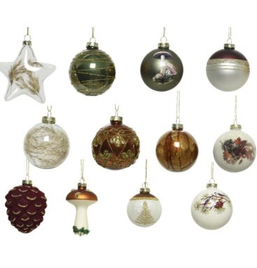 Decoris Luxe Kerstballen Mix Glas Assorti Van Natuur Tinten