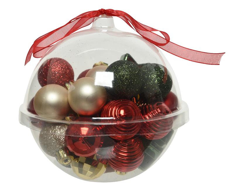 Decoris Onbreekbare Kerstballenset A 30 Stuks In Assorti Kleuren Rood
