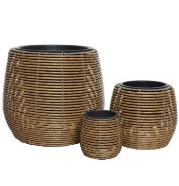 Decoris Planter Polyrattan Ø45-H40cm Set A 3