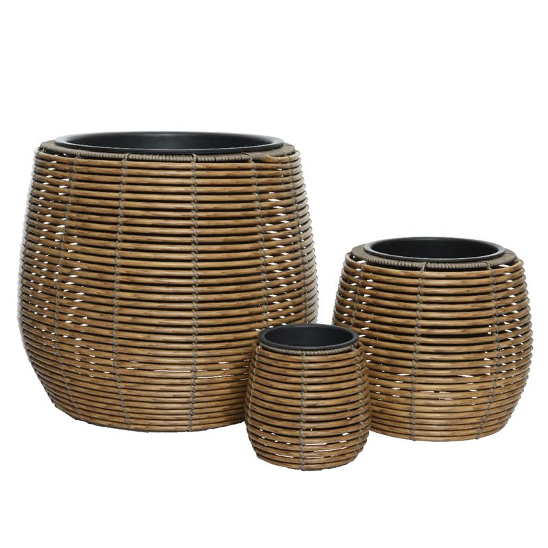 Decoris Planter Polyrattan Ø45-H40cm Set A 3