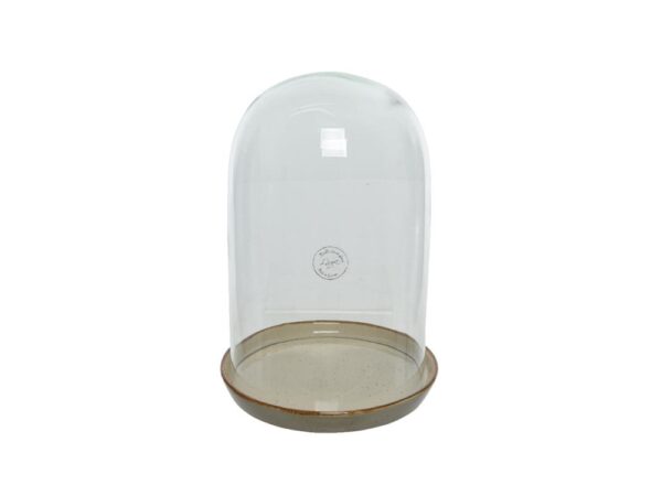 Decoris Stolp Glas Met Keramiek Bord Ø18.5-H28cm