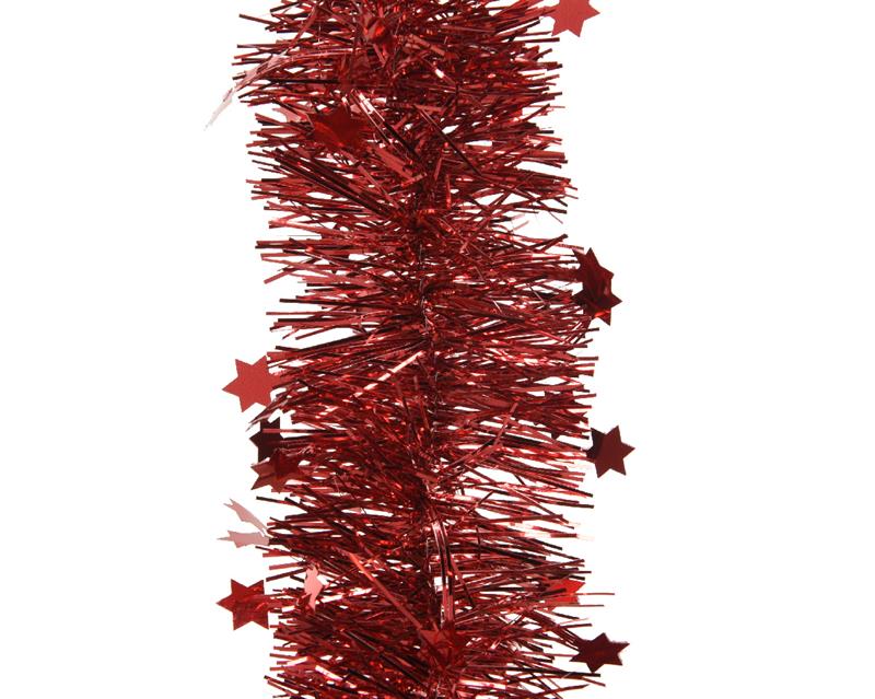 Decoris everlands kunstkerstboom Guirlande Tinsel Glans 10cm X 270cm Kerst Rood